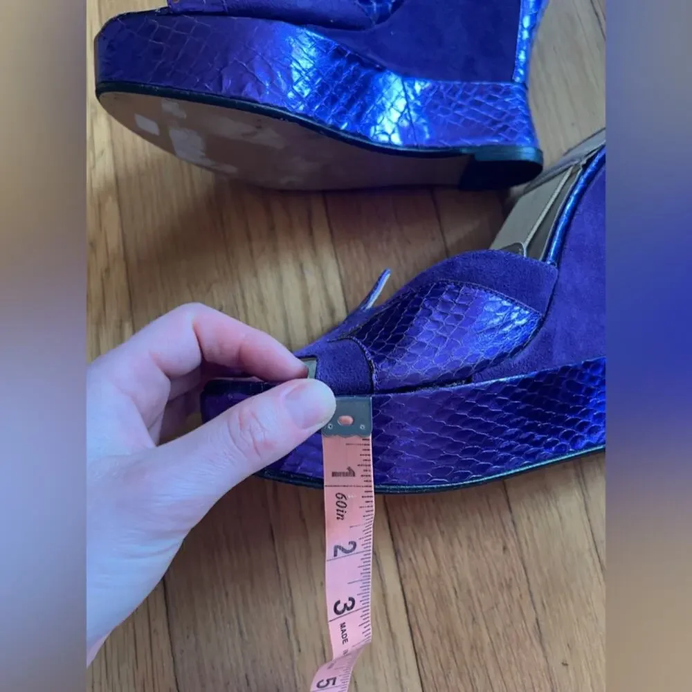 90s Vintage Terry De Havilland Purple Platform Wedge Heel - Picture 7 of 12